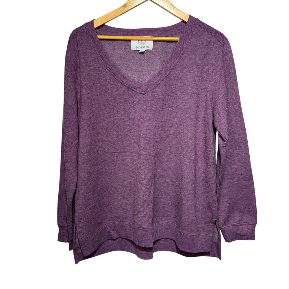 44° North Women’s Size Ll Purple V-Neck Pullover Sweatshirt Lightweight Casual